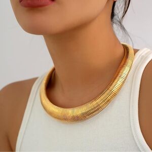 Anthropologie Chunky Gold Collar Choker Necklace